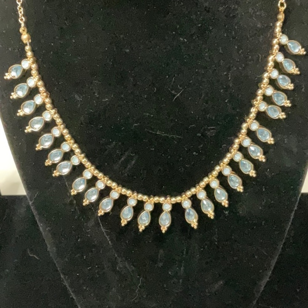 Massini NWT Baby Blue Bliss Rhinestone & Goldtone Adjustable Size Necklace, 17” - Picture 2 of 4